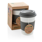 Biodegradable takeaway mug, dishwasher-safe, 350 ml grey colour view with box