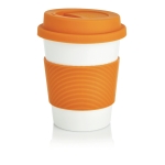 Biodegradable takeaway mug, dishwasher-safe, 350 ml orange colour