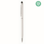 Aluminium pen with antibacterial treatment, blue ink white colour