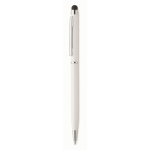 Aluminium pen with antibacterial treatment, blue ink white colour view with print area