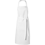 Branded long kitchen apron in colours, 240 g/m² white colour