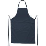 Branded long kitchen apron in colours, 240 g/m² navy-blue colour front view