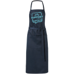 Branded long kitchen apron in colours, 240 g/m² navy-blue colour