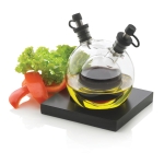 Oil and vinegar globe with black base and logo black colour