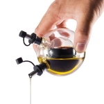Oil and vinegar globe with black base and logo black colour