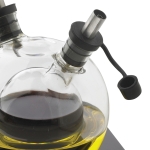 Oil and vinegar globe with black base and logo black colour