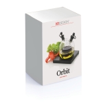 Oil and vinegar globe with black base and logo black colour
