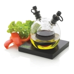 Oil and vinegar globe with black base and logo black colour