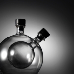 Oil and vinegar globe with black base and logo black colour