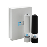 Electric salt and pepper grinder in two-tone rubber black colour