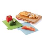 Set of four food-specific chopping boards for business gifts brown colour