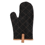 Padded personalised oven mitt with brown stripe black colour