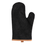 Padded personalised oven mitt with brown stripe black colour