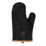 Padded personalised oven mitt with brown stripe black colour