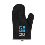 Padded personalised oven mitt with brown stripe black colour