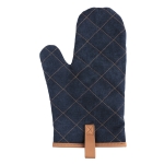 Padded personalised oven mitt with brown stripe blue colour