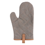 Padded personalised oven mitt with brown stripe grey colour
