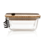 Borosilicate glass lunchbox with cutlery, 600 ml transparent colour