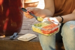 Borosilicate glass lunchbox with cutlery, 600 ml transparent colour