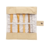Eco bamboo cutlery set with personalised pouch beige colour