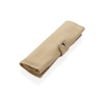 Eco bamboo cutlery set with personalised pouch beige colour