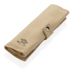 Eco bamboo cutlery set with personalised pouch beige colour