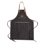 Premium printed apron with brown details, tavern style black colour