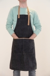 Premium printed apron with brown details, tavern style black colour