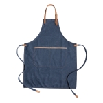 Premium printed apron with brown details, tavern style blue colour