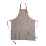 Premium printed apron with brown details, tavern style grey colour
