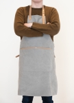 Premium printed apron with brown details, tavern style grey colour