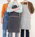 Premium printed apron with brown details, tavern style grey colour