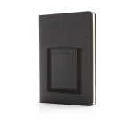 A5 notebook with pocket and card holder, ruled pages dark grey colour