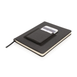 A5 notebook with pocket and card holder, ruled pages dark grey colour