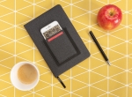 A5 notebook with pocket and card holder, ruled pages dark grey colour