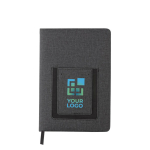 A5 notebook with pocket and card holder, ruled pages