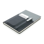 Branded notebook with pockets, A5, ruled pages black colour