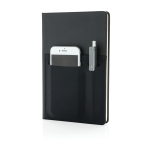 Branded notebook with pockets, A5, ruled pages black colour