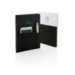 Branded notebook with pockets, A5, ruled pages black colour