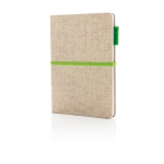 Eco personalised notebooks, A5, ruled pages, Yute Bambu lime colour