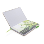 Eco personalised notebooks, A5, ruled pages, Yute Bambu lime colour