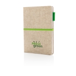 Eco personalised notebooks, A5, ruled pages, Yute Bambu lime colour