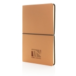 Modern notebook with flexible PU covers, A5, ruled pages brown colour