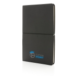 Modern notebook with flexible PU covers, A5, ruled pages black colour