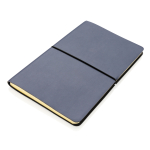 Modern notebook with flexible PU covers, A5, ruled pages navy-blue colour