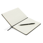 PU notebook with stylus pen, A5, ruled pages black colour