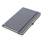 Recycled leather A5 notebook, lined pages dark grey colour