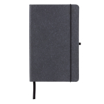Recycled leather A5 notebook, lined pages dark grey colour