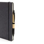 Recycled leather A5 notebook, lined pages dark grey colour