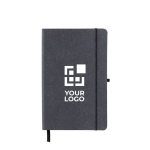Recycled leather A5 notebook, lined pages dark grey colour
